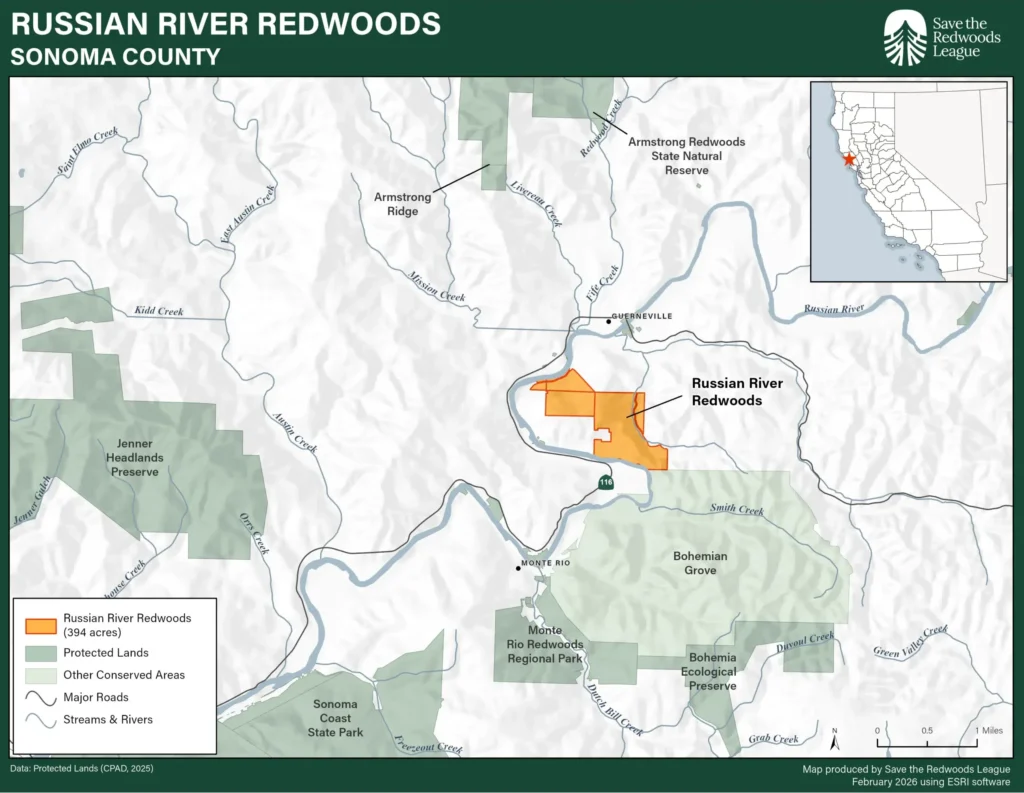Map of Russian River Redwoods acreage